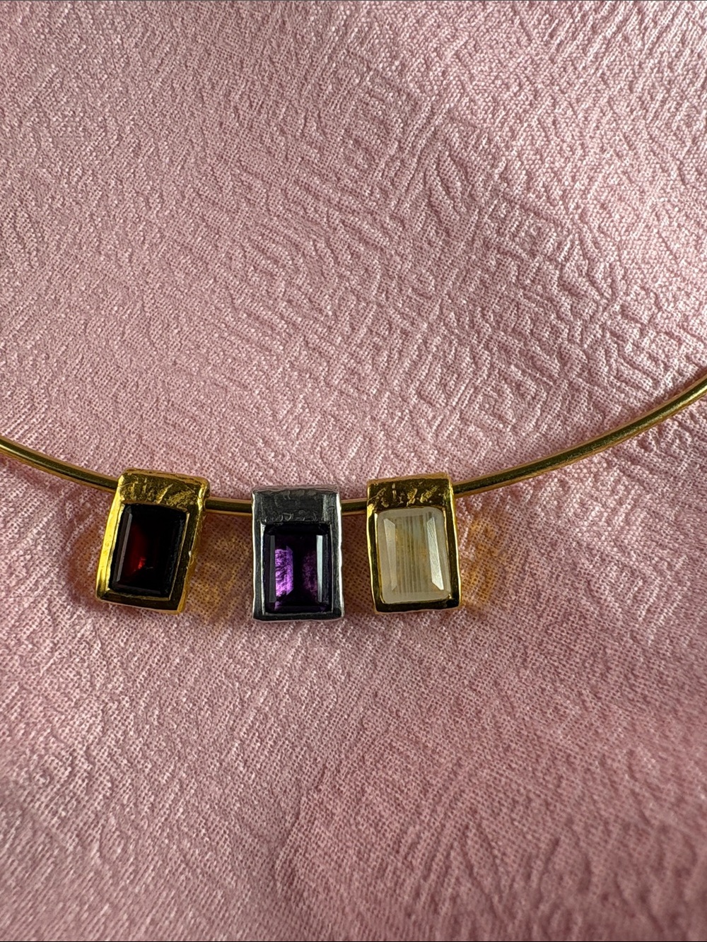 DE LA VALMA Paris Gemstone Choker Set - 925 Gold Vermeil Modular Neck Arc